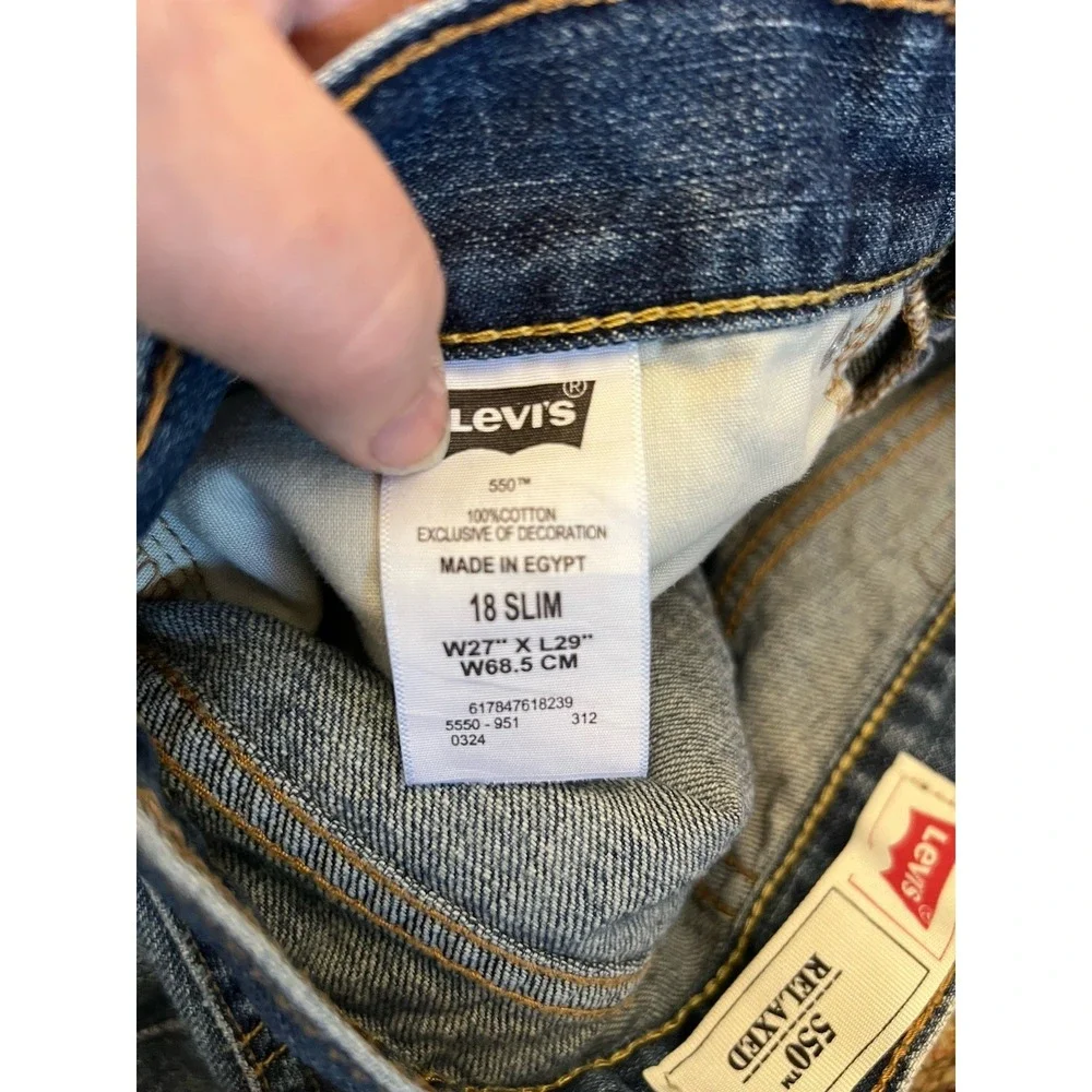 Levis 550 Relaxed Fit Jeans Dark Wash 27x29 Mens Slim Fit 100% Cotton